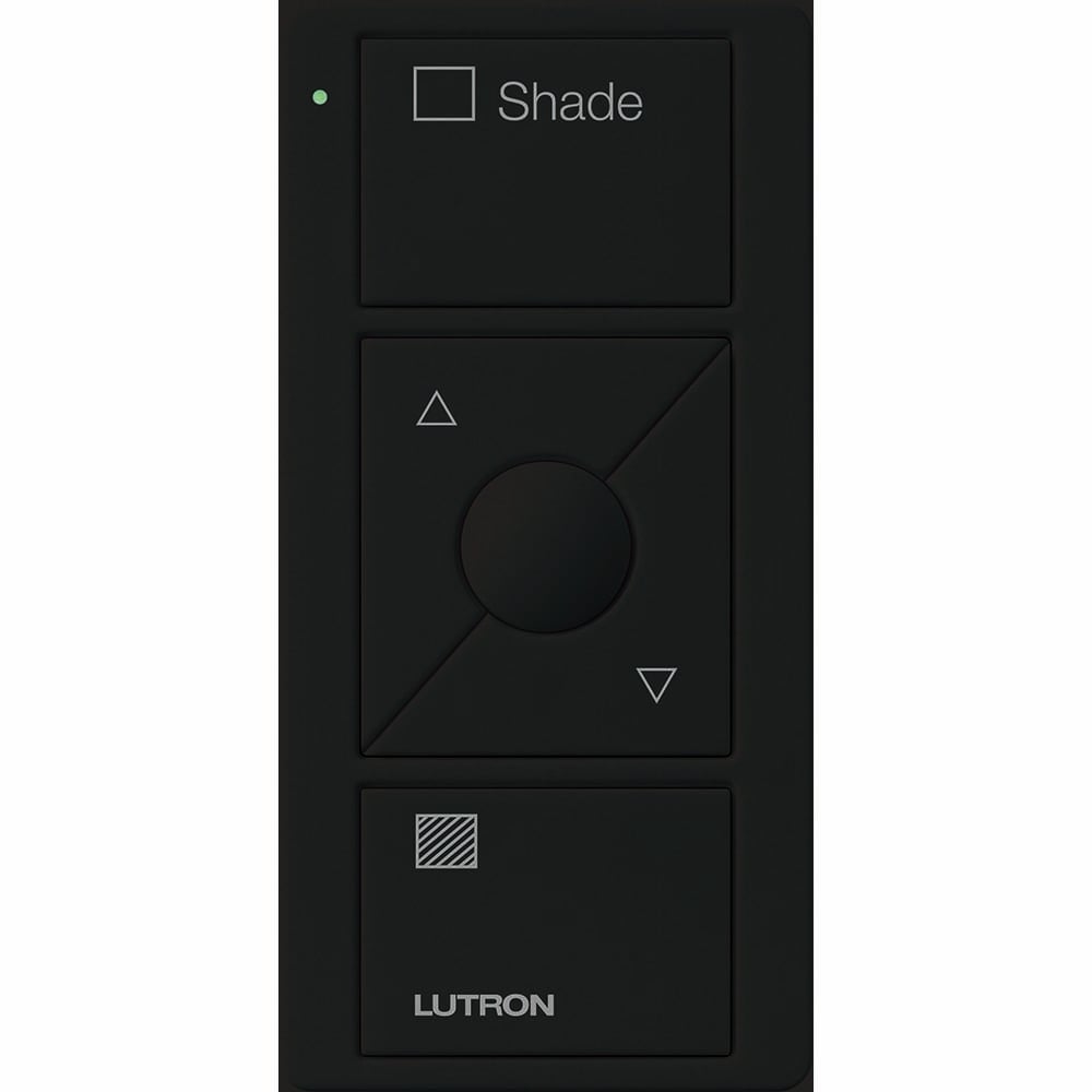 Lutron 3-Button with Raise/Lower and Preset, Pico Smart Remote, with Shade Icons and Text ("Shade") - Black