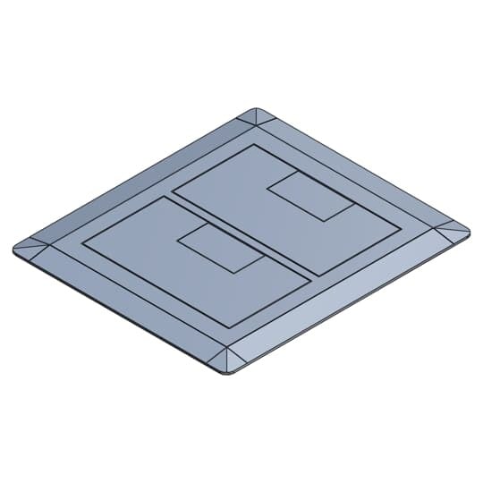 Two Gang Floor Box Cover, Width 7.13 Inches x Length 8.25 Inches, Slate, Non-Metallic, Carpet Flange Included