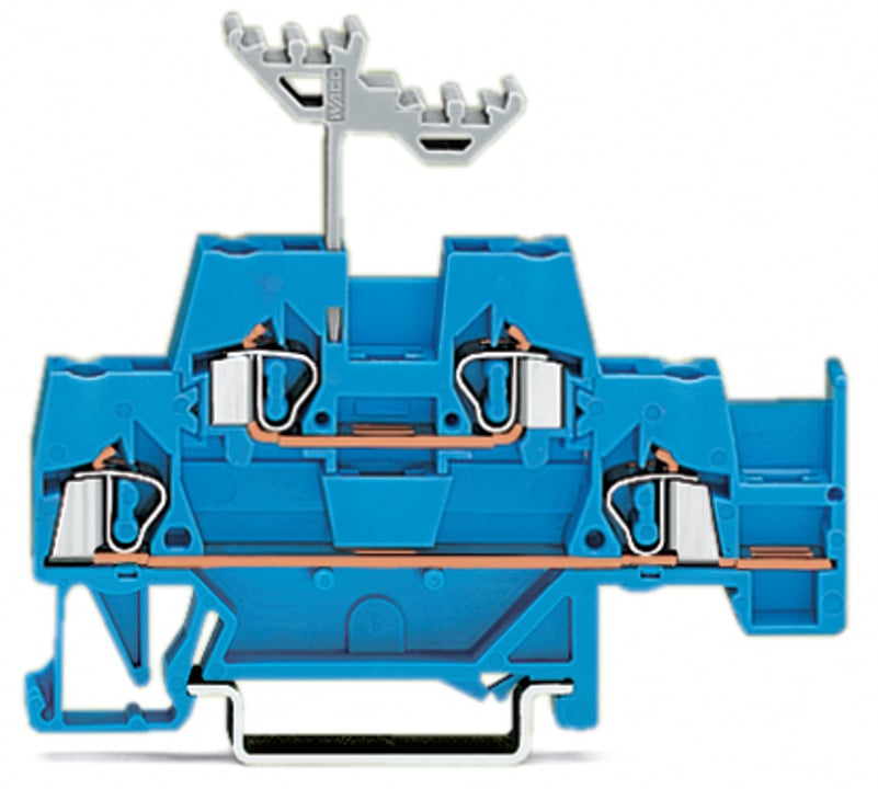 Double-deck terminal block; Through/through terminal block; with additional jumper position on lower level; suitable for Ex i applications; for DIN-rail 35 x 15 and 35 x 7.5; 2.5 mm; CAGE CLAMP; 2,50 mm; blue/blue