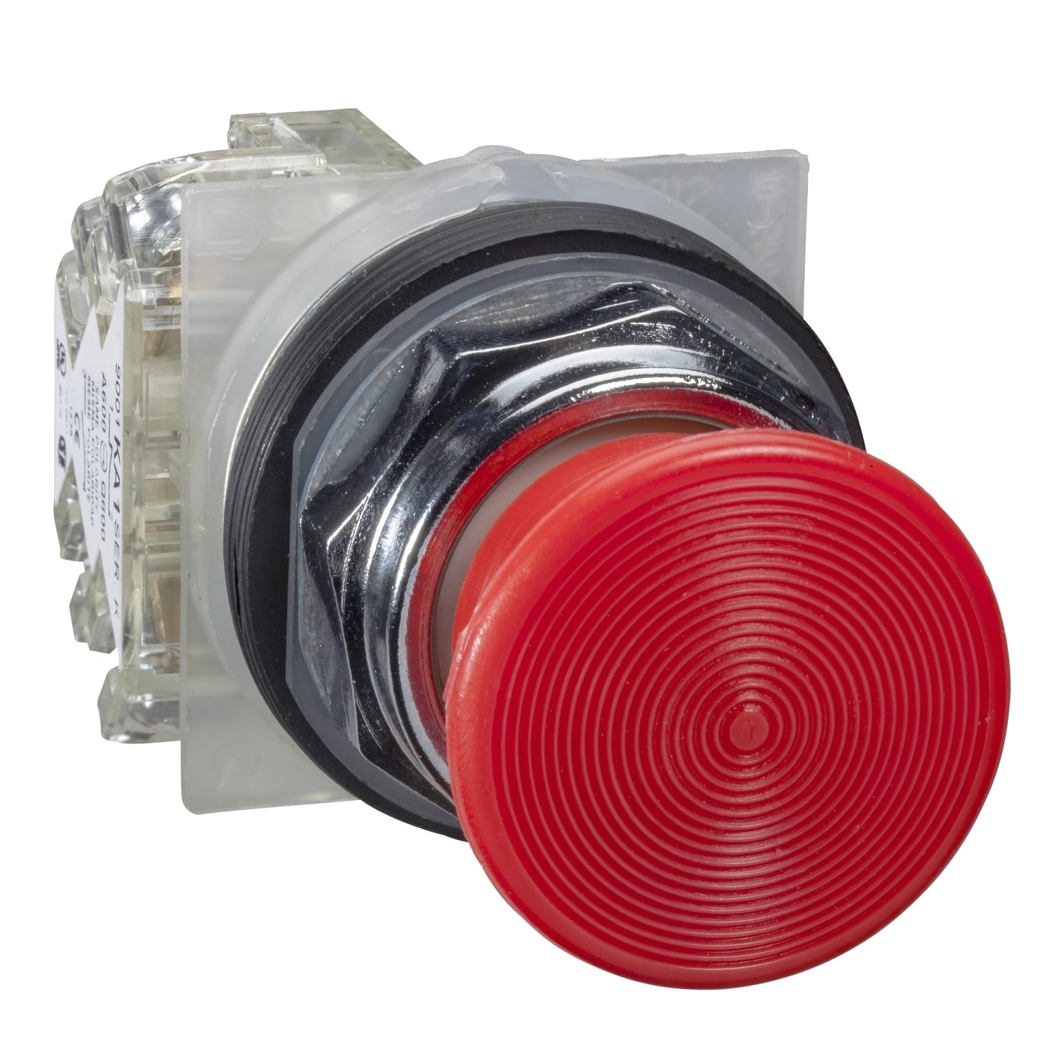 Push button, Harmony 9001K, metal, mushroom for KR9 41mm, red, 30mm, 2 positions, push-pull, 1 C/O