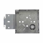 Eaton Crouse-Hinds series Square Outlet Box, (2) 1/2", (2) 1/2", (1) 3/4" E, 4", MSB, Conduit (no clamps), Welded, 2-1/8", Steel, (8) 1", 30.3 cubic inch capacity