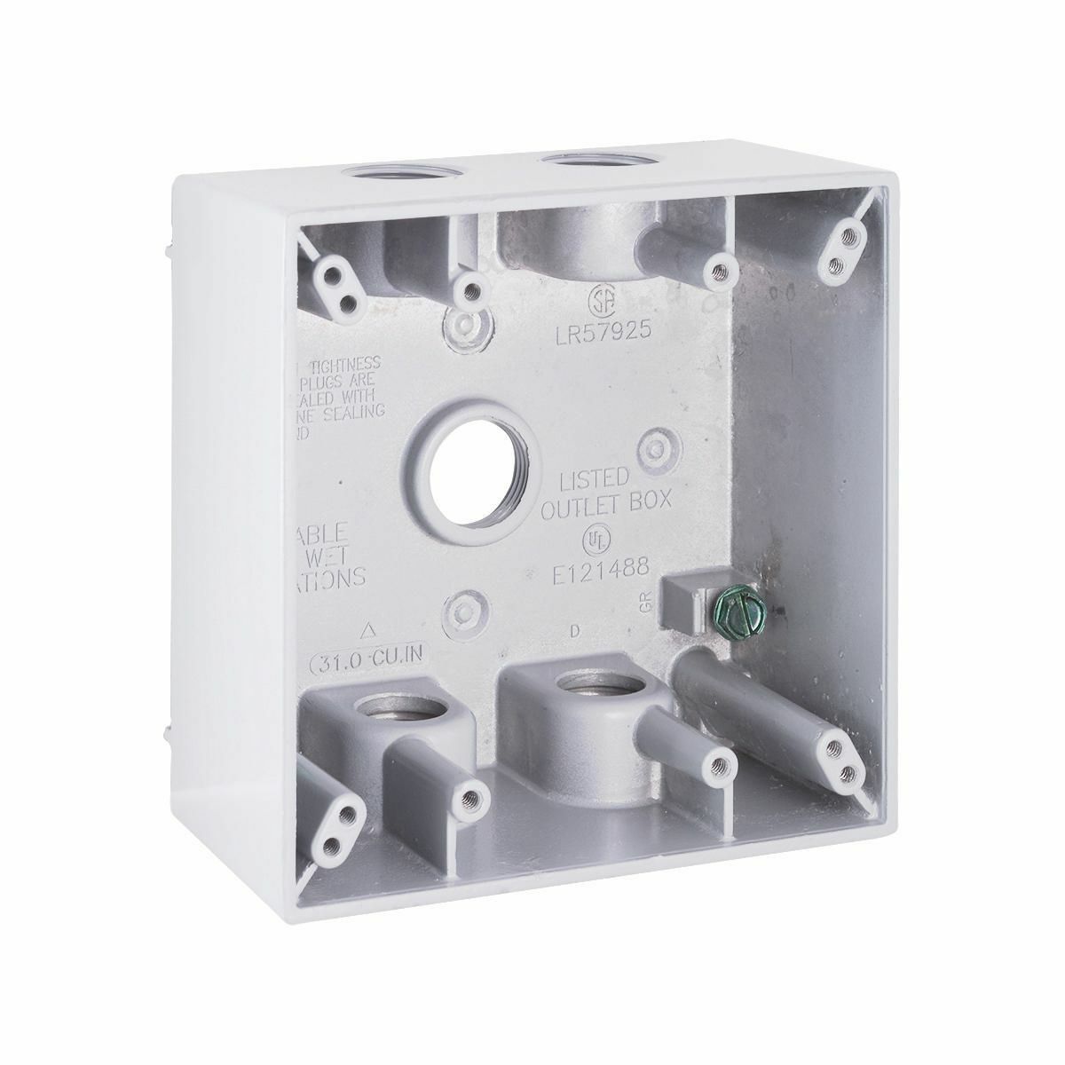2 In. Deep with Lugs - White Five Threaded Outlets - 4-1/2 In. x4-1/2In.
