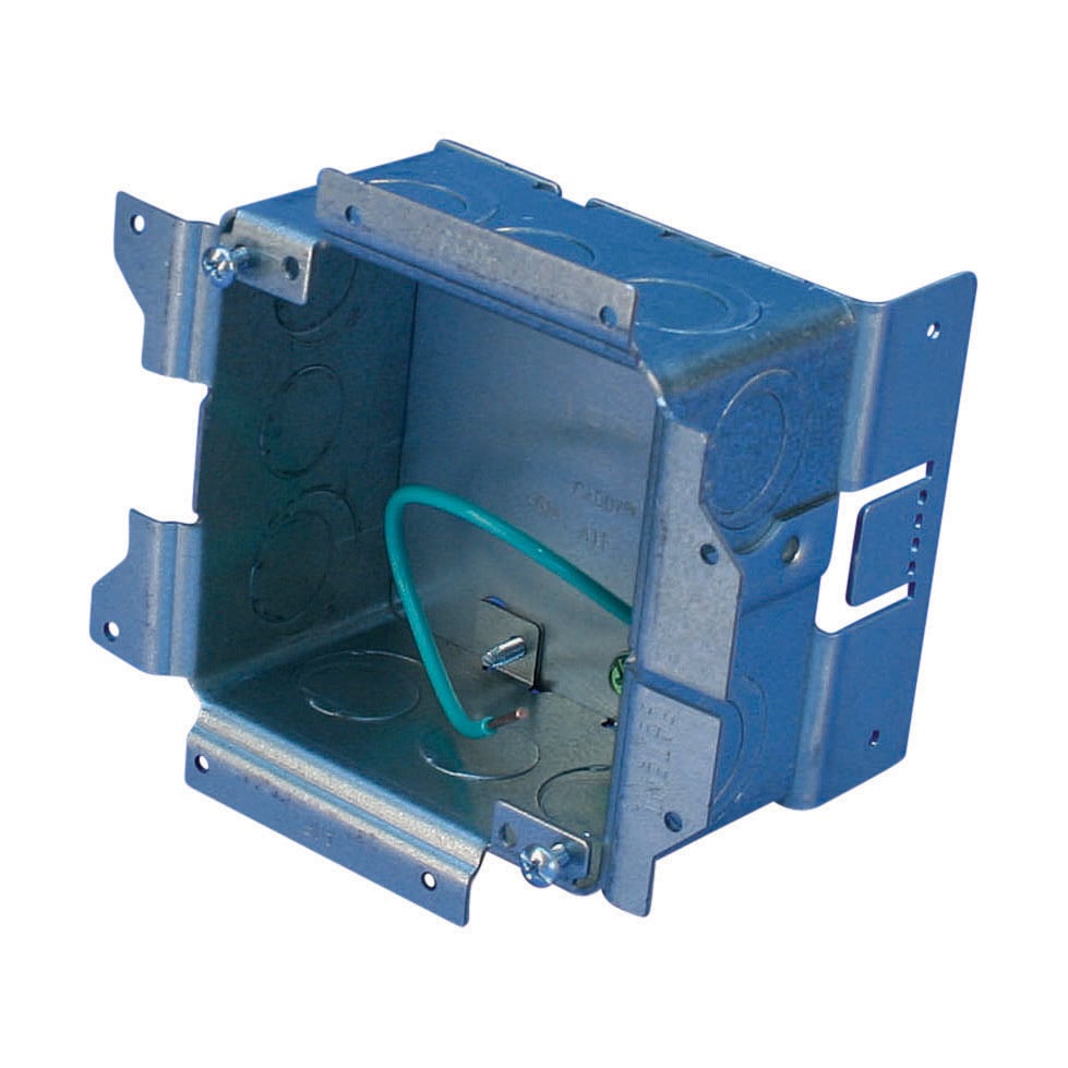 nVent CADDY All-in-One Stud-Mounted Without Mud Ring, (8) 1/2", 3/4", (3) 1/2" Knockout Sizes, w/Ground, 3 5/8"