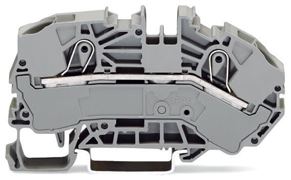 2-conductor supply terminal blocks for distribution boxes; 16 mm; side and center marking; for DIN-rail 35 x 15 and 35 x 7.5; Push-in CAGE CLAMP; 16,00 mm; gray