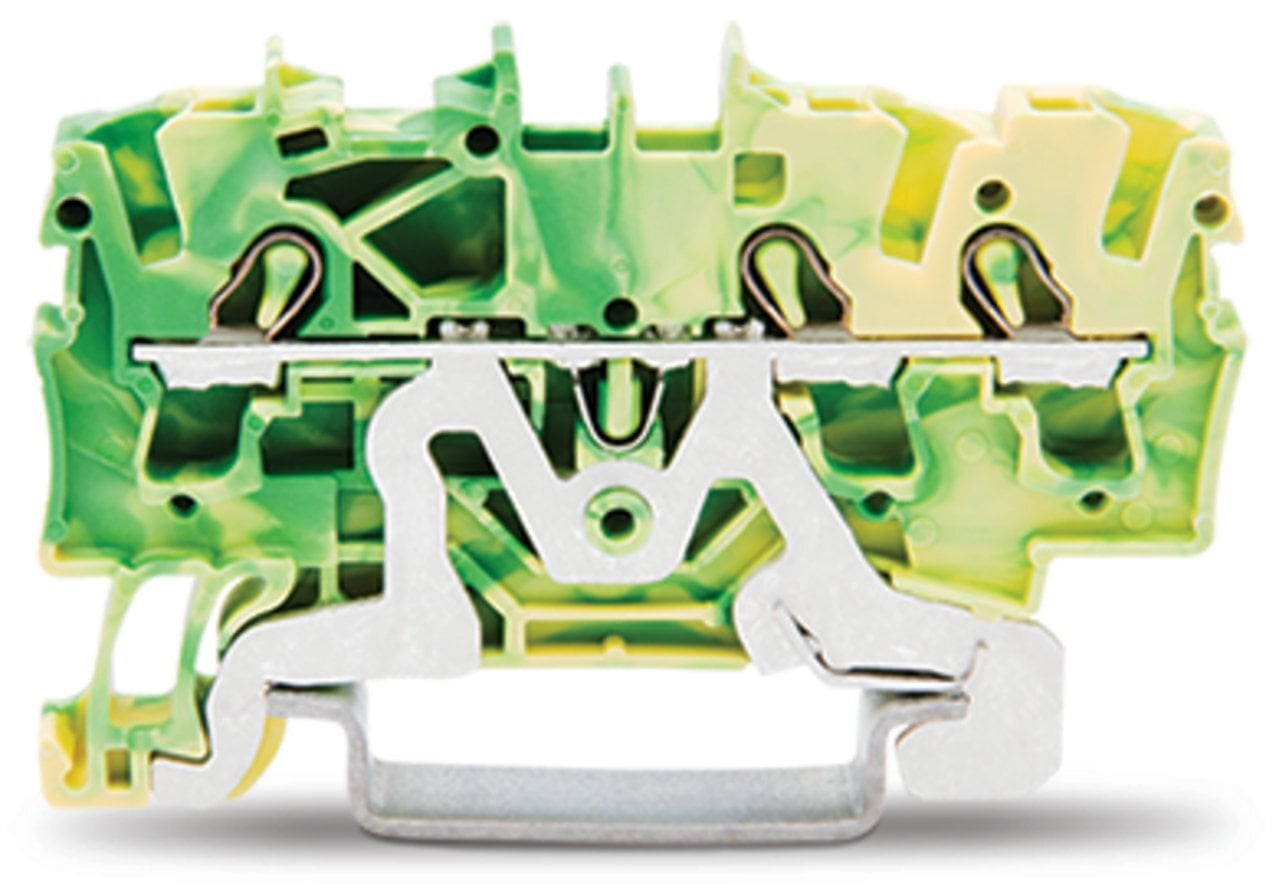 3-conductor ground terminal block; 2.5 mm; suitable for Ex e II applications; side and center marking; for DIN-rail 35 x 15 and 35 x 7.5; Push-in CAGE CLAMP; 2,50 mm; green-yellow