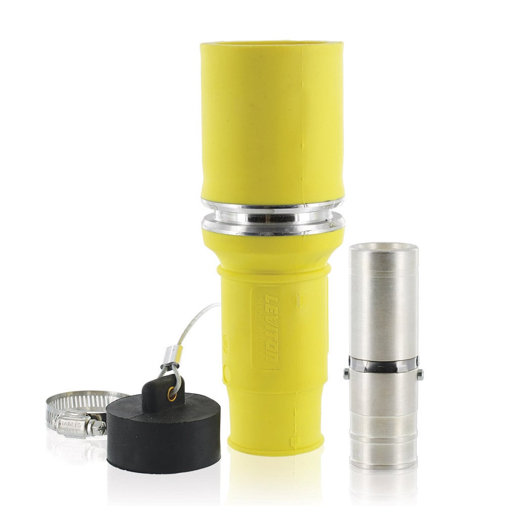 Complete Female Plug (Insulator, Female Contact, & Dust Cap), Crimped, 777 MCM Cable, 1135Amp Max., 1000Volt, 49 Series, Industrial Grade, Rhino-Hide Single Pole Connector - YELLOW
