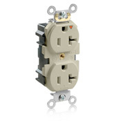 20 Amp, 125 Volt, Modular Duplex Receptacle, Narrow Body, Isolated Ground, Industrial Grade, Ivory