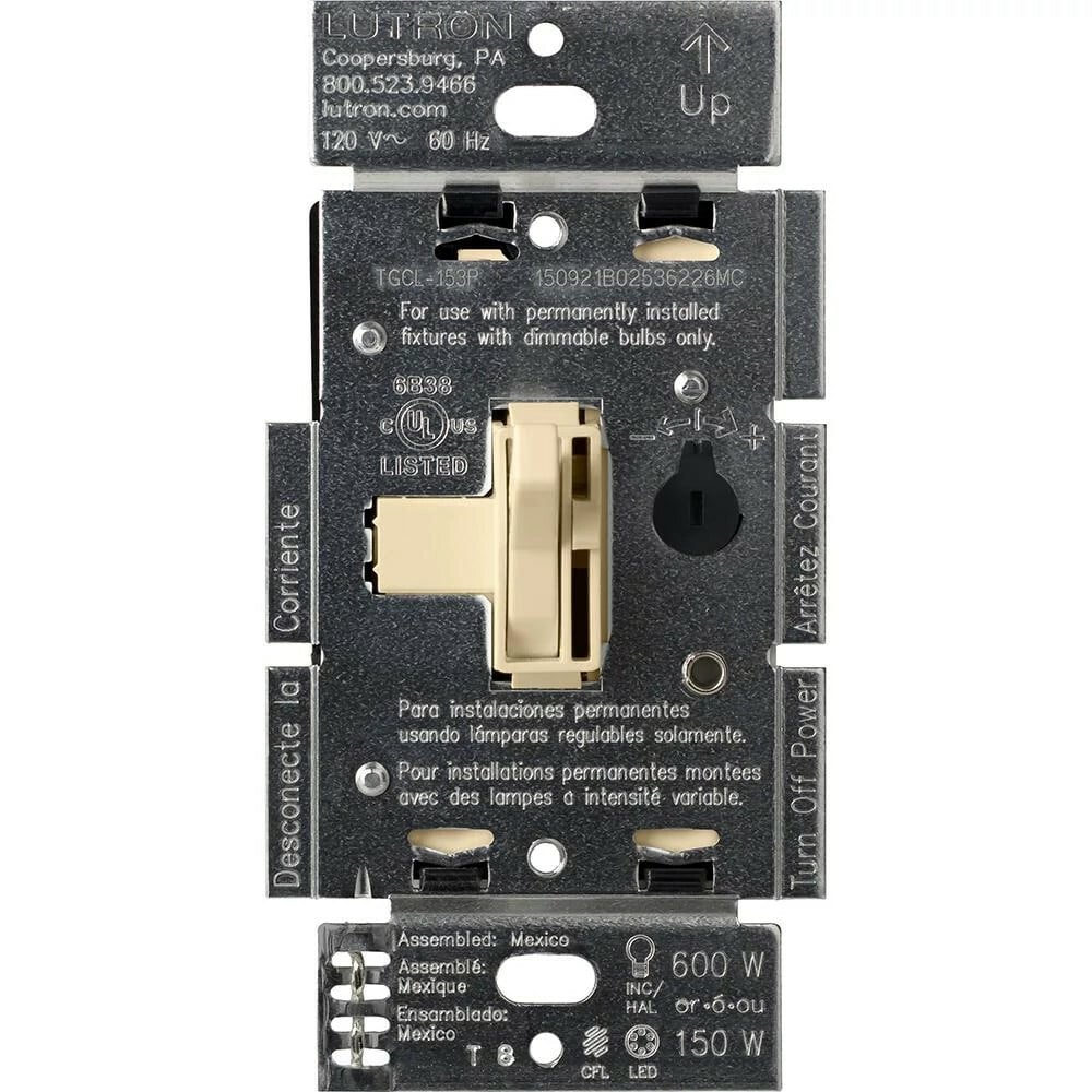 Ariadni LED+ Dimmer, LED, Incandescent/Halogen, 3-way/single-pole, 150W LED or 600W inc/hal clamshell packaging in ivory