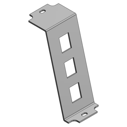 Data Panel, Length 4-17/64 Inches, Galvanized Steel, 3 Keystone Jacks