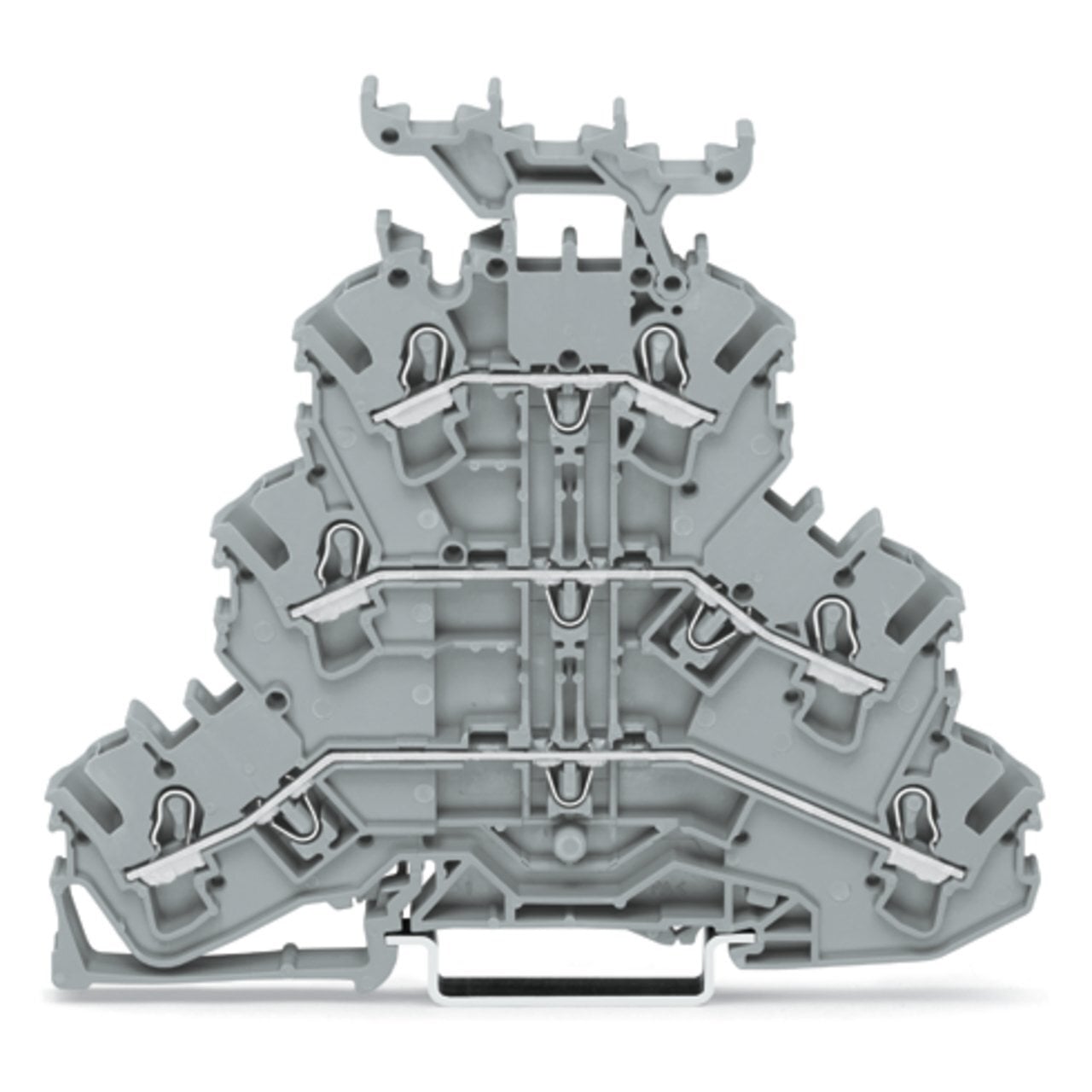 Triple-deck terminal block; Through/through/through terminal block; L/L/L; with marker carrier; suitable for Ex e II applications; for DIN-rail 35 x 15 and 35 x 7.5; 2.5 mm; Push-in CAGE CLAMP; 2,50 mm; gray