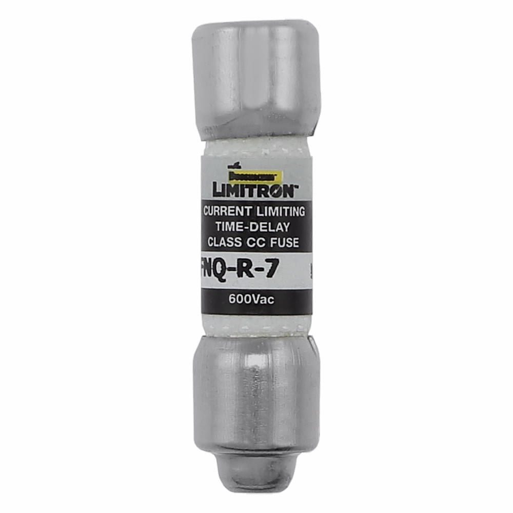 Eaton Bussmann series FNQ-R fuse, 7 A, Class CC, Non-indicating, 12 sec at 200%, 200 kAIC, Nickel-plated brass endcap,Melamine tube, Standard, 600 V
