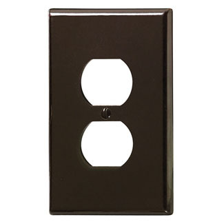 1-Gang Duplex Device Receptacle Wallplate, Oversized, Thermoset, Device Mount, Brown