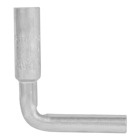 Aluminum Compression Pin Terminal - Wire Size #2 Stranded  Aluminum/Copper.   Dies TU, 52, BG, 243, 5/8.   Oxide Inhibitor.  Red Cap.   90 Degree Bend.    5 inches before bend.    2.625 inch overall length after Bend.