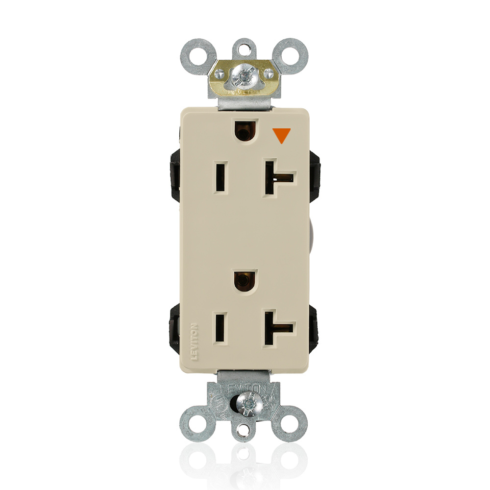 20 Amp, 125 Volt, Modular Receptacle, Narrow Body, Decora Plus, Isolated Ground, Industrial Grade, Ivory