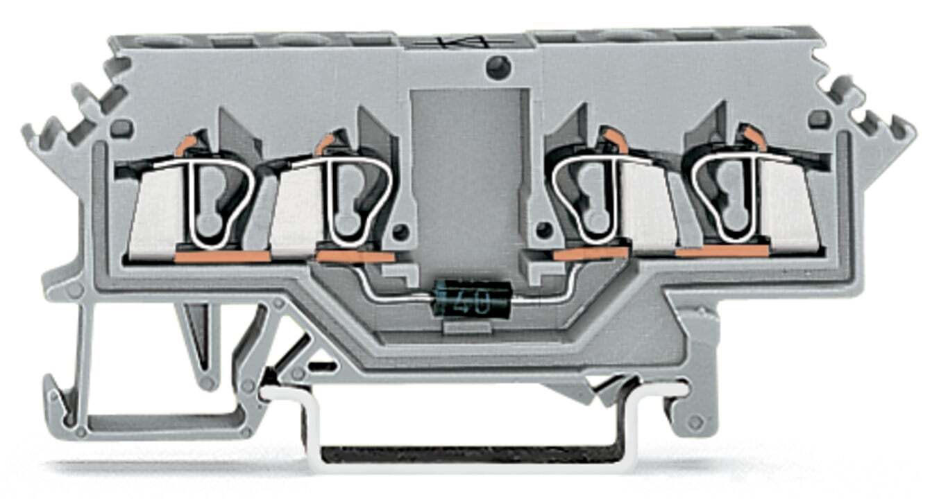 Component terminal block; 4-conductor; with diode 1N4007; anode, right side; for DIN-rail 35 x 15 and 35 x 7.5; 2.5 mm; CAGE CLAMP; 2,50 mm; gray