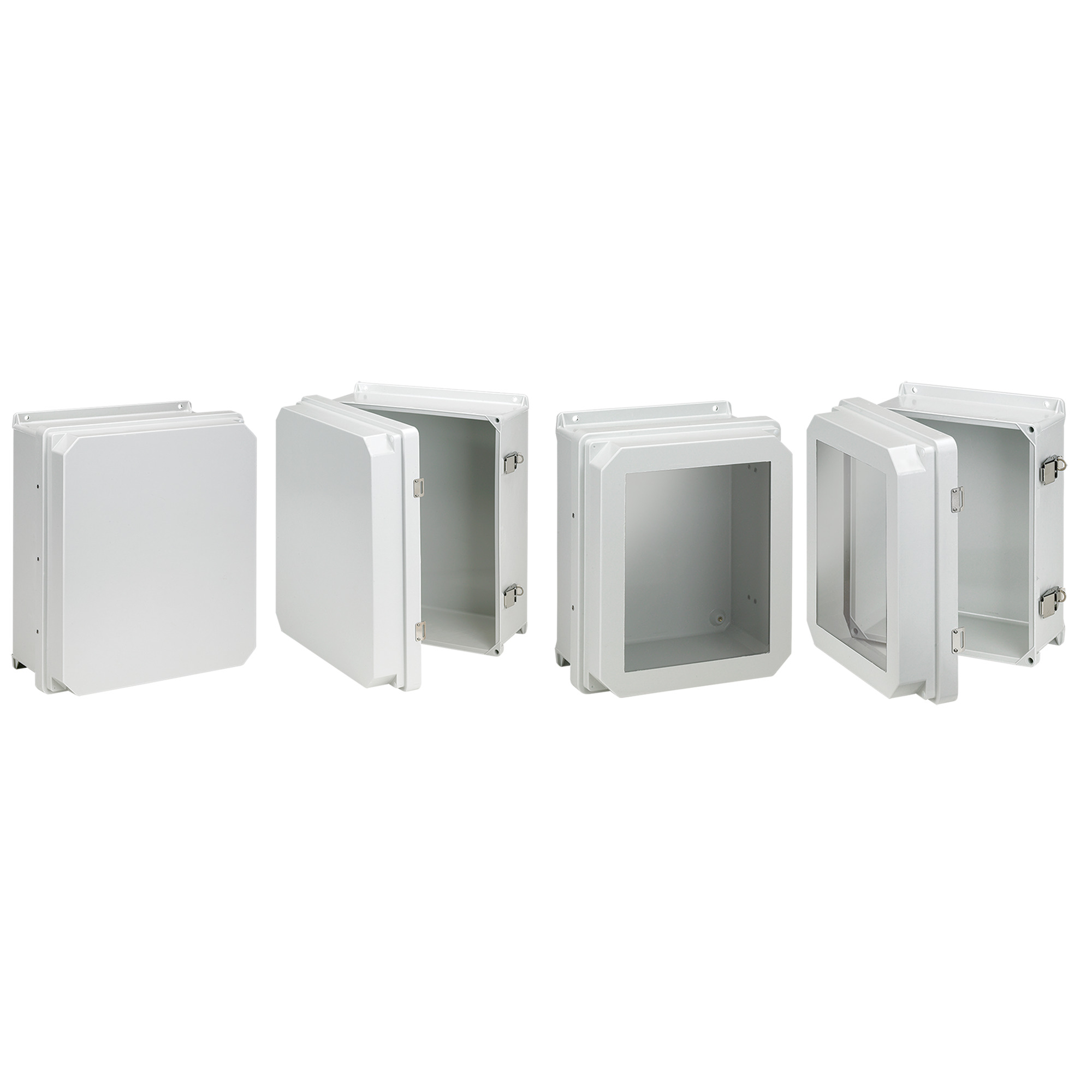 Raised Cover with Latches Type 4X, 9.70x7.71x5.91, Lt Gray, Fiberglass