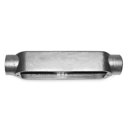 3 Inch Mogul Conduit Outlet Body, Cover and Gasket, C Style, Thru-Feed, Body Material Gray Iron, Finish Electro Galvanized, Cover Material Gray Iron with Stainless Steel Cover Screws, Gasket Material Neoprene