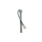 EPCO, Fixture Whip, Solid Wire, Number Of Conductors: 3, Conductor Size: (3) 18 AWG, Voltage Rating: 120 V, Insulation Material: THHN, Color: Black,White,Green, Length: 6 FT, Conduit Size: 3/8 IN, Conduit Material: Steel, Includes: Die Cast Snap-In Connectors