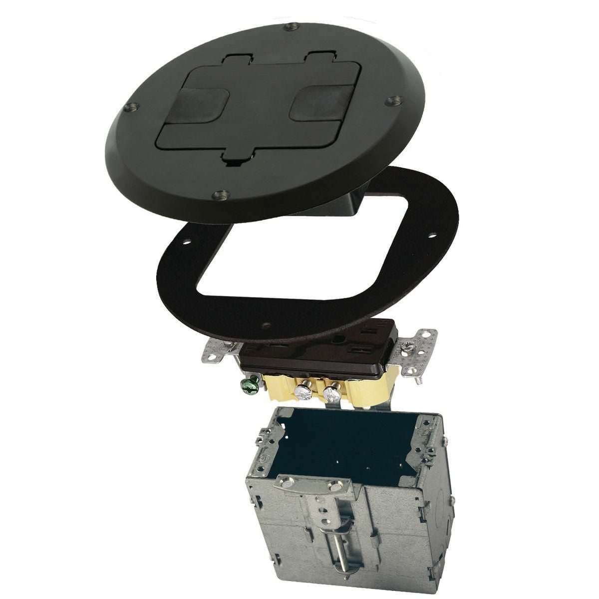 Round, Recessed Floor Boxes - Black Finish