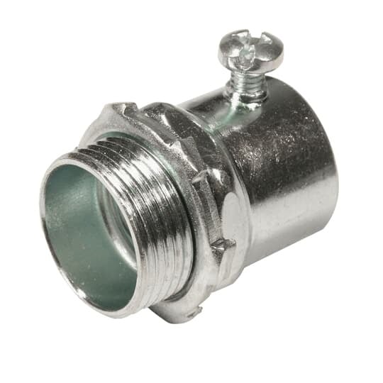 1/2 Inch, Steel Set Screw Connector, Zinc Plated, Concrete Tight When Taped, for Use with Rigid Conduit