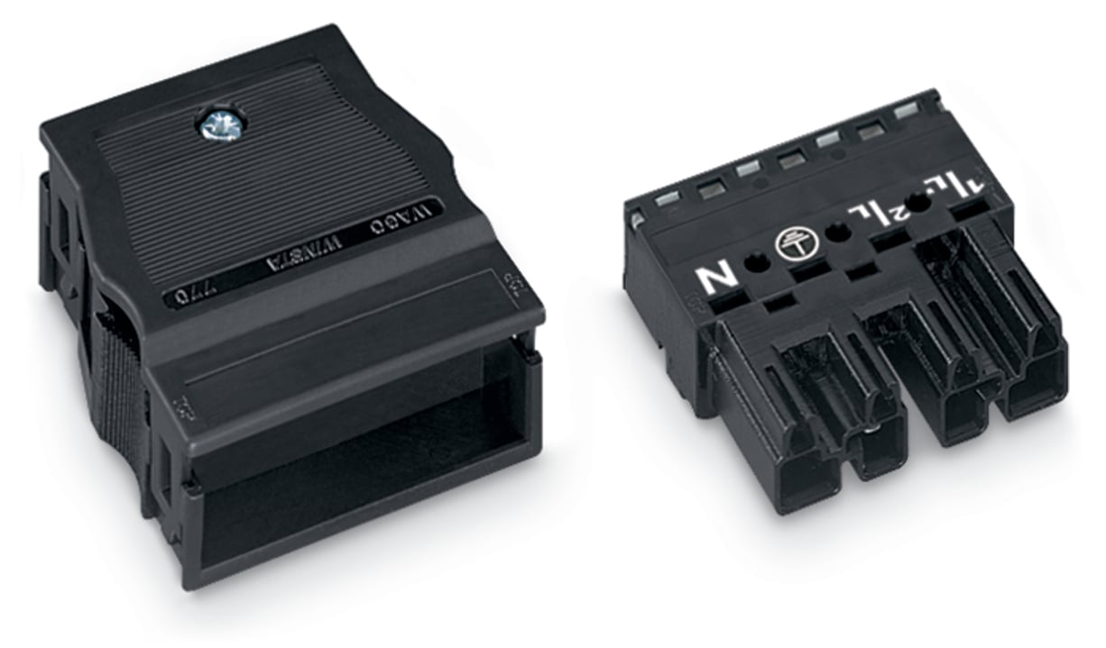 Plug; with strain relief housing; 4-pole; Cod. A; 4,00 mm; black