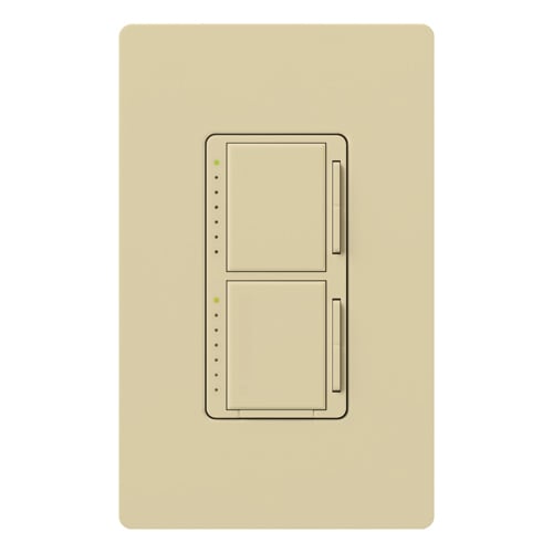 Maestro Dual Incandescent/Halogen Dimmer, Single-pole, 120V/300W each dimmer in ivory
