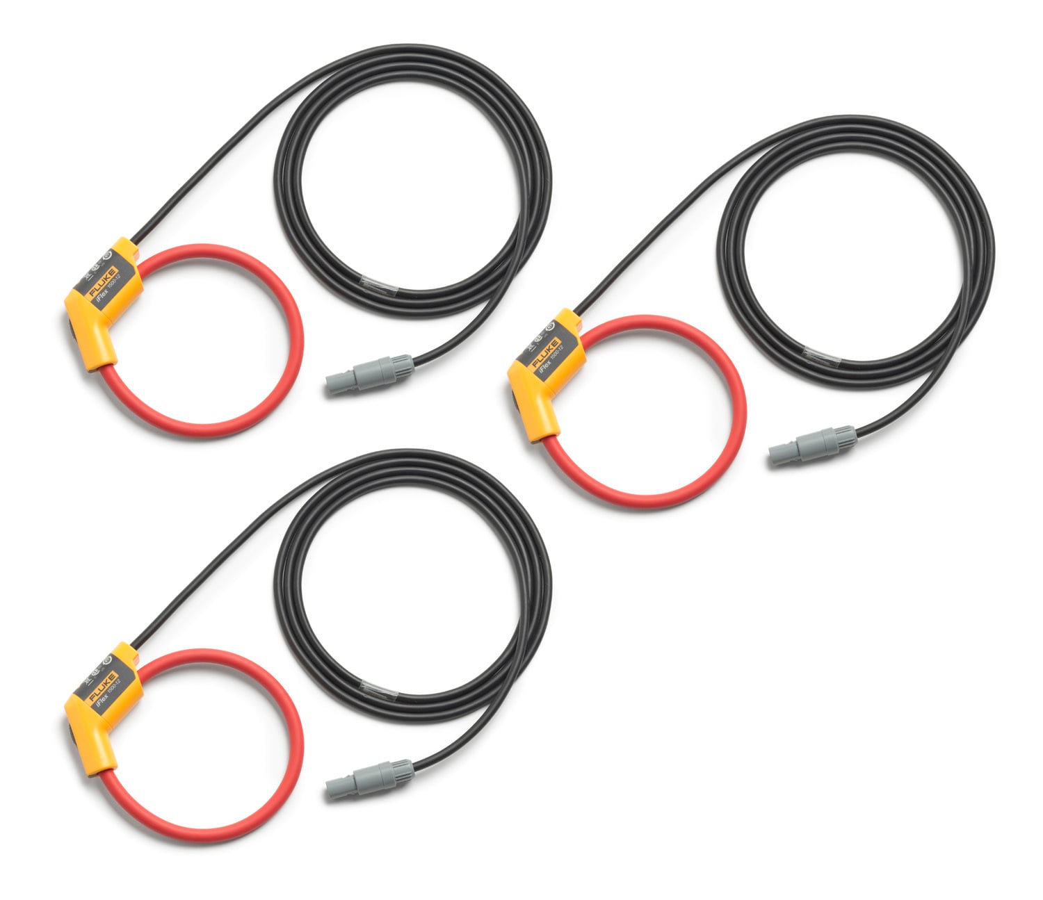 Fluke 12 inch iFlex flexible current probes measure to 1500A AC while providing the ultimate measurement flexibility. The iFlex probes connect directly to the energy logger, displaying current measurements without error prone scaling factors. The 1.8 m (6 ft) cord allows separation between the measurement location and the energy logger making it easier to view the display. 3-pack