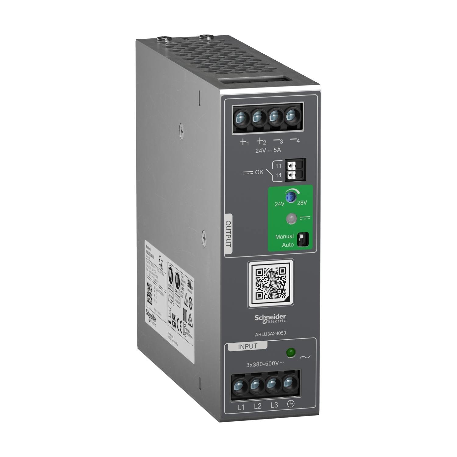 Regulated Power Supply, 380...500V AC, 24V, 5A, 3 phases, Universal