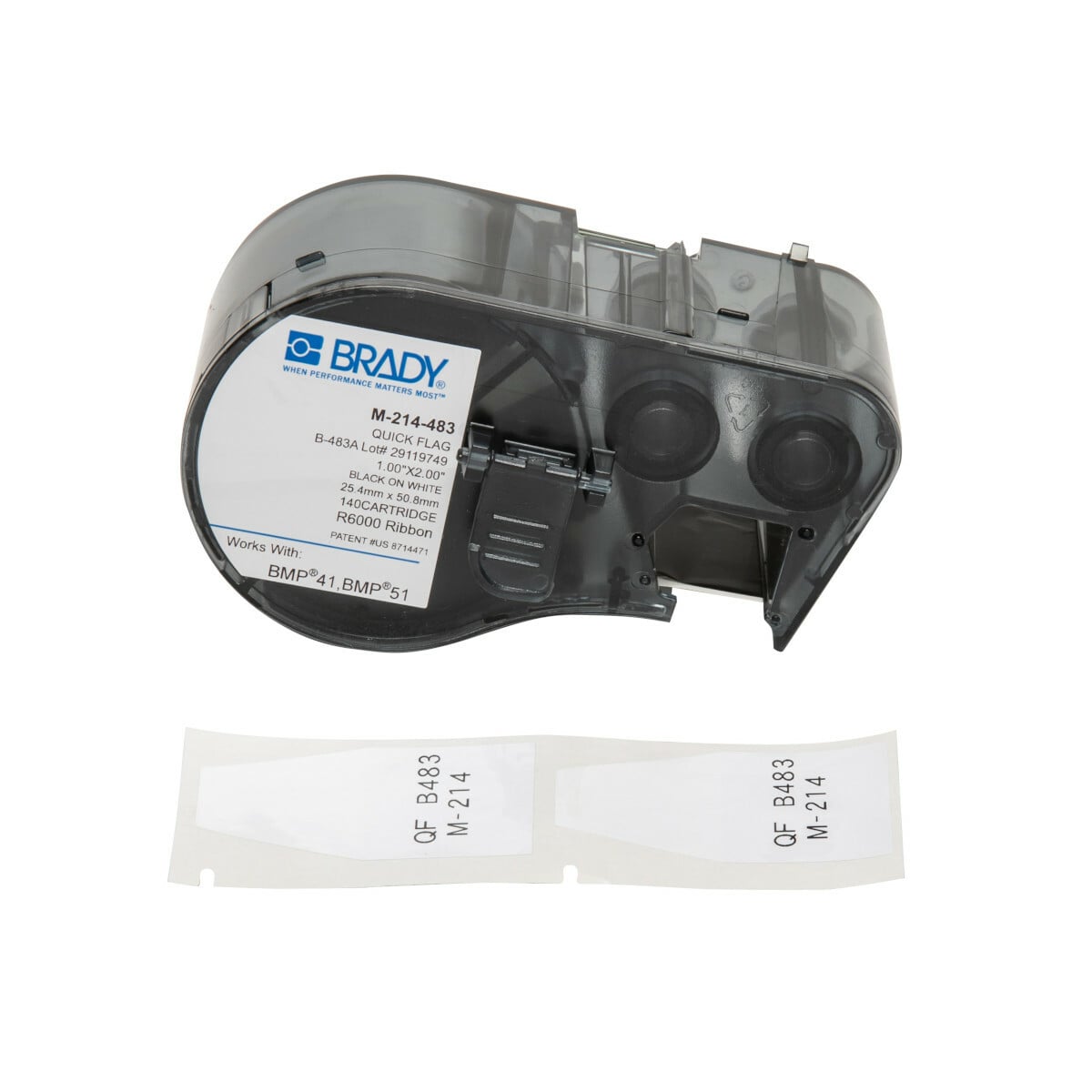 Label Polyester 2in x 1in BK/WT 140/RL
