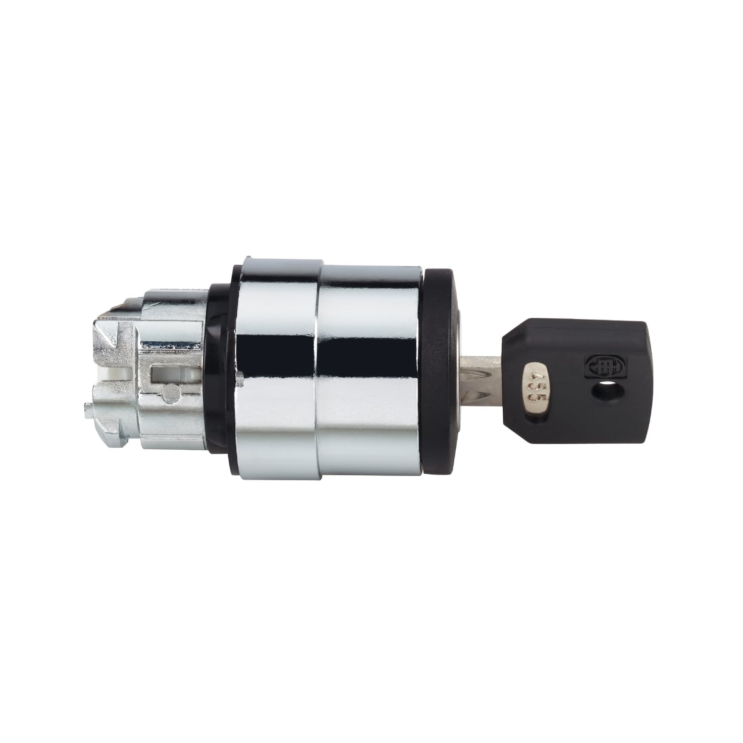 Head for key selector switch, Harmony XB4, metal, black, 22mm, key 455, 2 positions, stay put