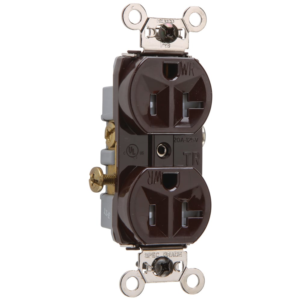 Commercial Grade Weather-Resistant and, Tamper-Resistant Duplex Receptacle Side Wire 20amp 125volt Brown