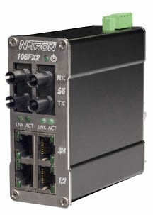 106FX2 Unmanaged Industrial Ethernet Switch, ST 2km