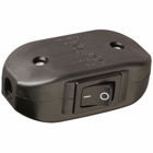 Heavy-duty, single pole, ON-OFF sequence, feed-thru Cord Switch. Markings near toggle. Black.