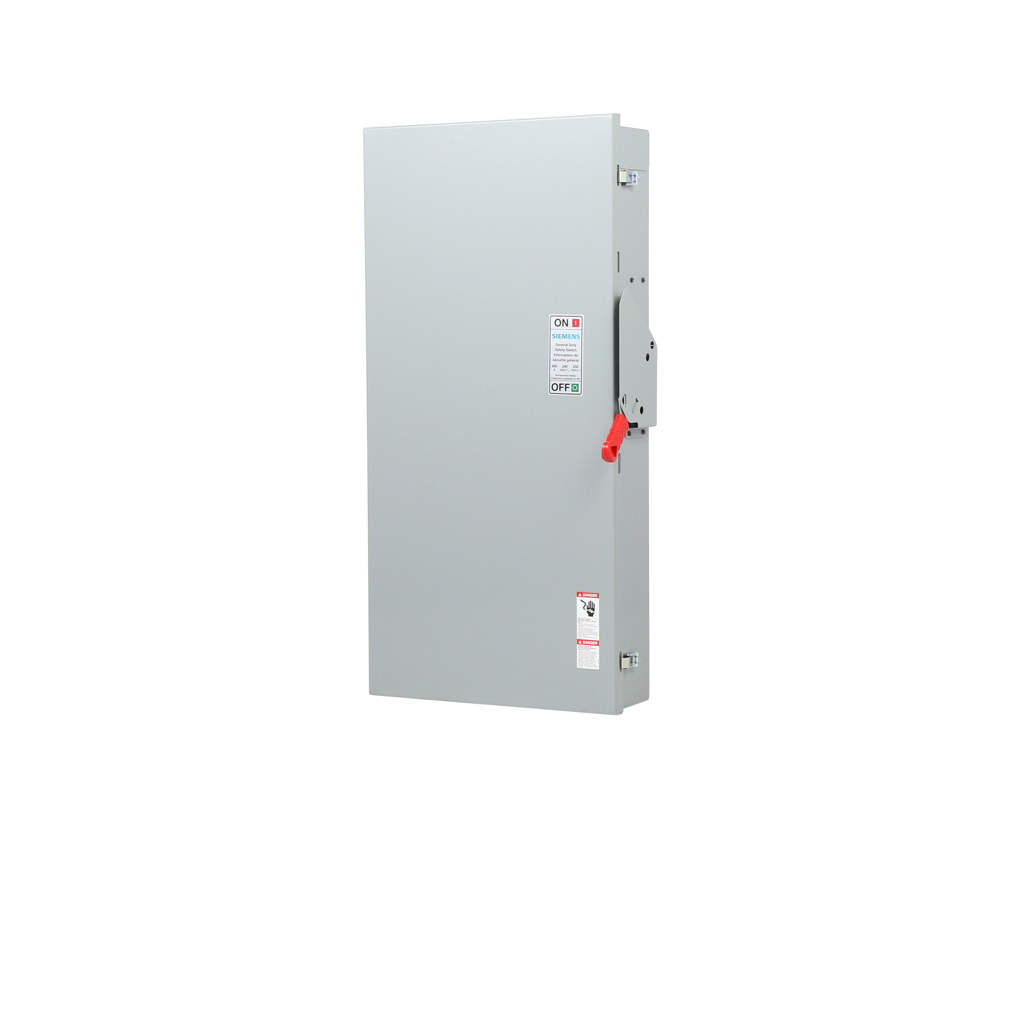  Low Voltage Circuit Protection General Duty Safety Switch. 2-Pole 2-Fuse and solid neutral Fused in a type 1 enclosure (indoor). Rated 240VAC (400A). Horse power (Std, Time delay) fused 1-PH 2-W (15, - ), 3-PH 3-W (50, 125), 250VDC(50). Special features service entrance labeled suitable for 3-PH motor loads.
