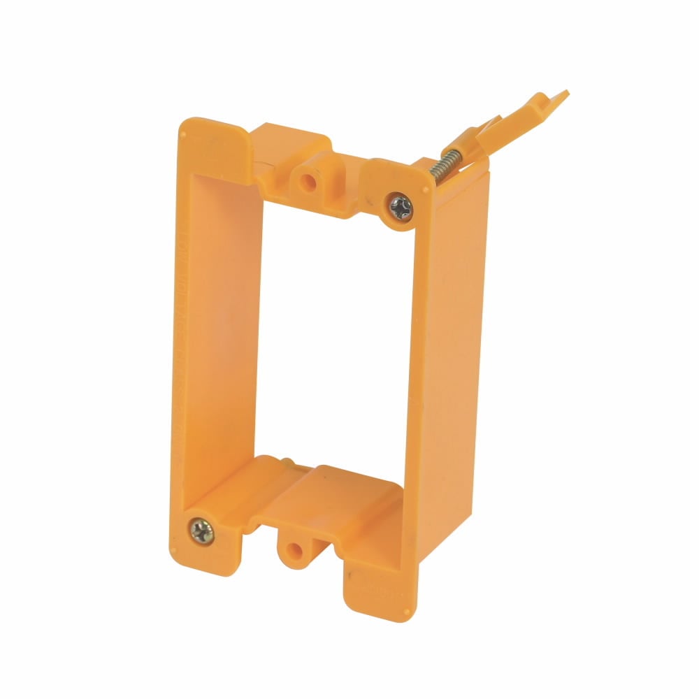 Eaton B-Line series datacomm and low voltage support fasteners, Provides attachment base for low voltage outlets, Single gang bracket, Steel, Bracket mount, Maximum 3/4? drywall thickness, Cover plate mounting bracket style