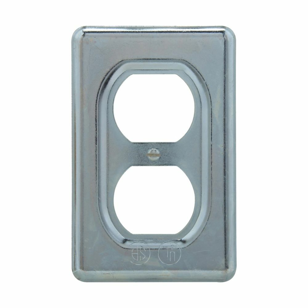 Eaton Crouse-Hinds series DS duplex receptacle cover, Sheet steel, Flush mount, Single-gang, For duplex convenience receptacles