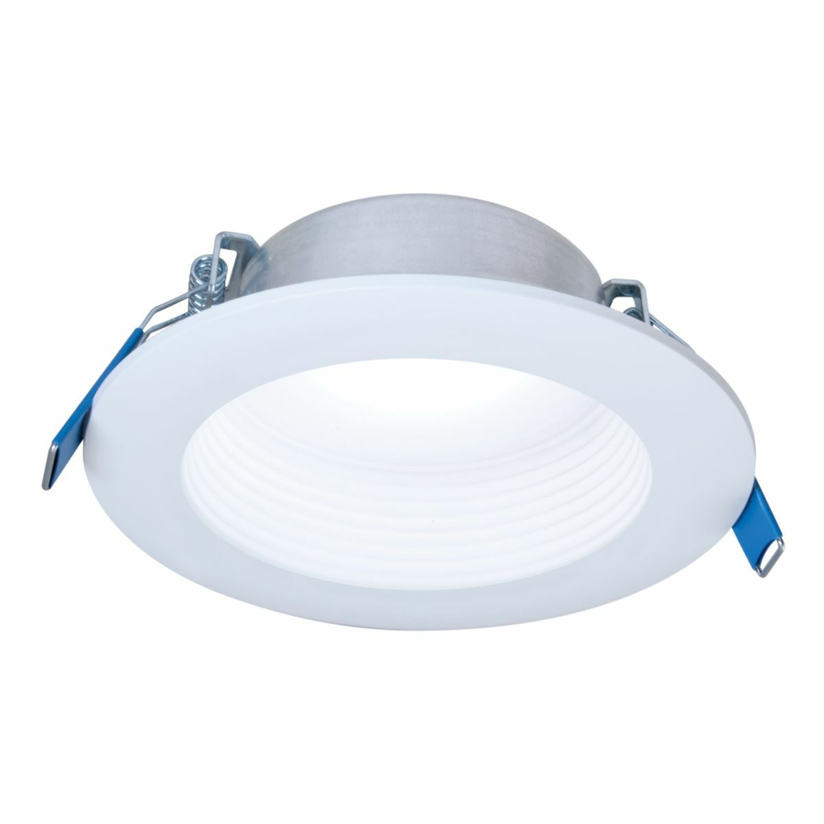 4-inch baffle LED canless module, 600 lumens, 90 CRI min, 3000K, 4000K, 5000K selectable CCT, Matte White flange Finish,  Direct Mount, Recyclable 4-color unit carton