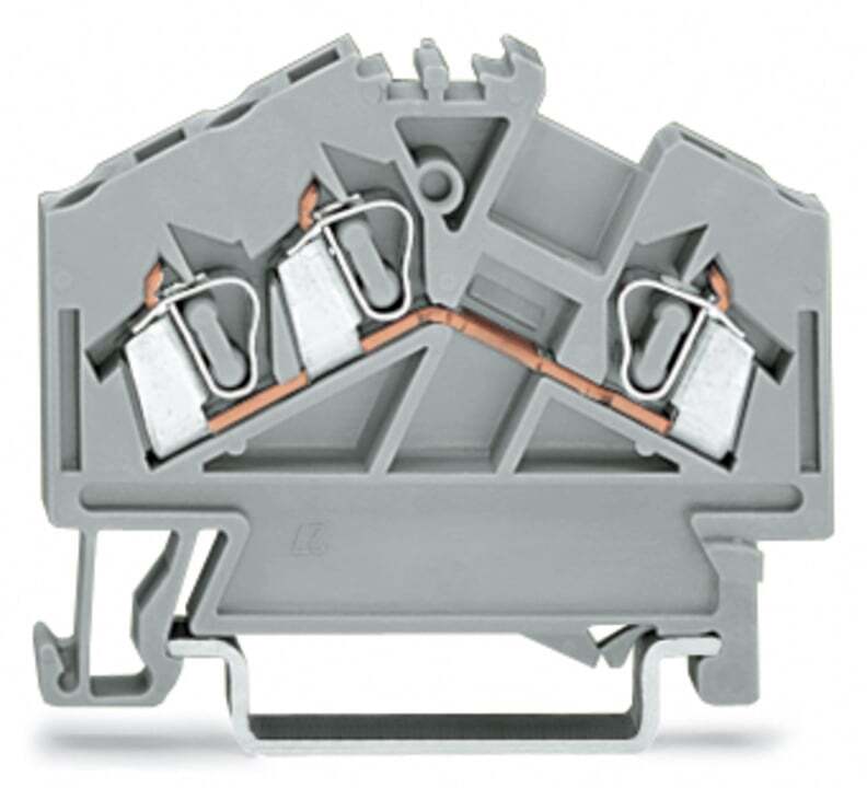 3-conductor through terminal block; 2.5 mm; center marking; for DIN-rail 35 x 15 and 35 x 7.5; CAGE CLAMP; 2,50 mm; gray