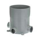 Round Floor Box, 90 Cubic Inches, 5.03 Inch Diameter, 5.40 Inch Depth, Hub Size 3/4 Inch and 1 Inch, Reducer Plugs 1/2 Inch and 3/4 Inch, Non-Metallic