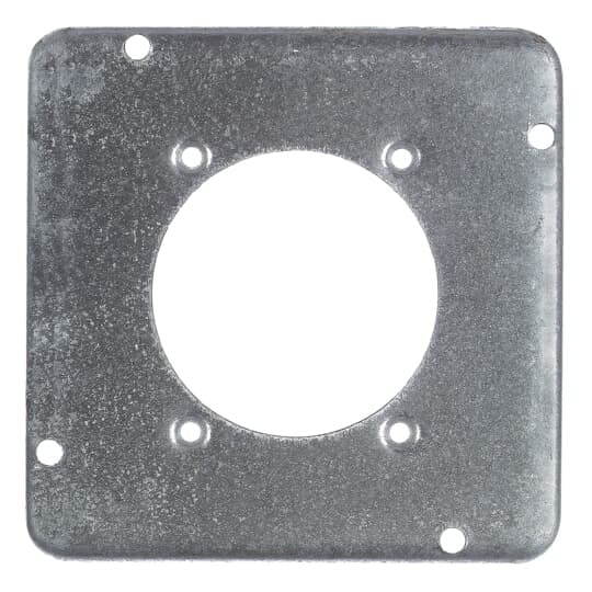 Square Box Surface Cover, 7.5 Cubic Inches, 4-11/16 Inch Square x 1/2 Inch Deep, 2-15/32 Inch Diameter Hole, Galvanized Steel