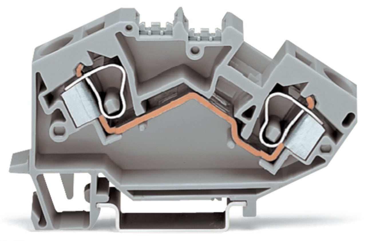 2-conductor through terminal block; 10 mm; center marking; for DIN-rail 35 x 15 and 35 x 7.5; CAGE CLAMP; 10,00 mm; gray