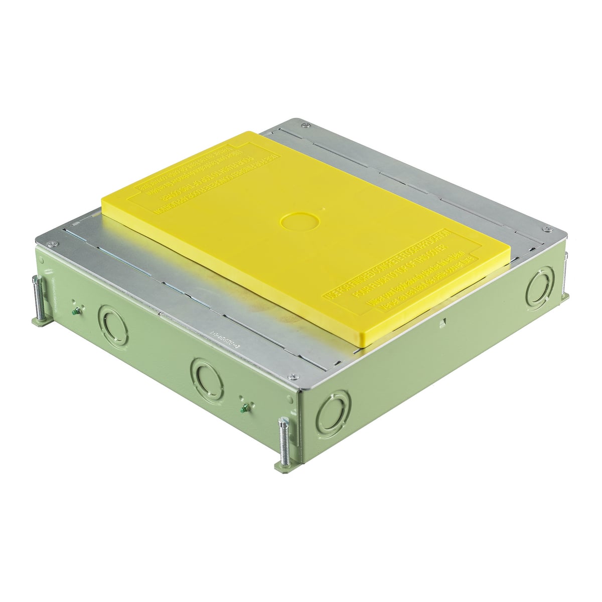 Concrete Floorboxes, Galvanized Stamped Steel Box, Recessed, 4-Gang CFB Series Box for Rectangular Covers, 2.50" Minimum Depth of Pour, Corrosion Resistant Paint