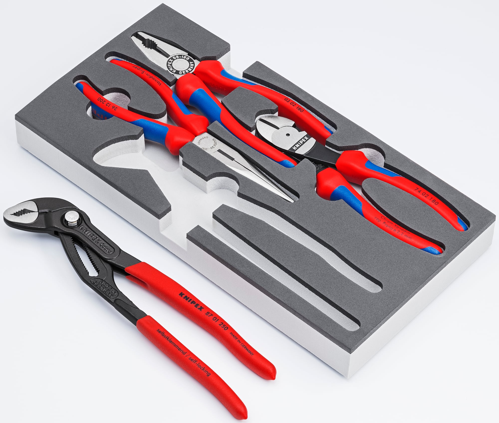 4 Pc Basic Pliers Set in Foam Tray