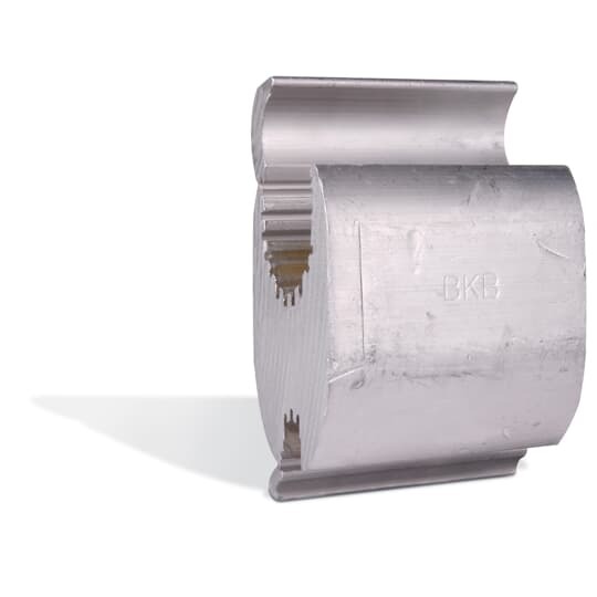 Aluminum Wide Range H-Type Compression Connector Main: 477 18/1-336 ACSR, 556-336 Str., Tap: 2/0-3 ACSR, 2/0-2 Str., 3/0-1 Sol., Die: N.  2 inch.