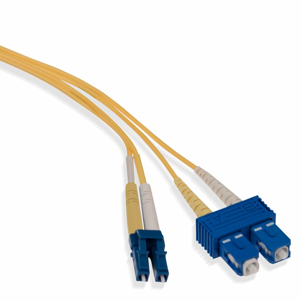 Fiber Patch Cord, UPC Polish Singlemode, Duplex Riser-Rated, SC to LC, 2 Meter Length