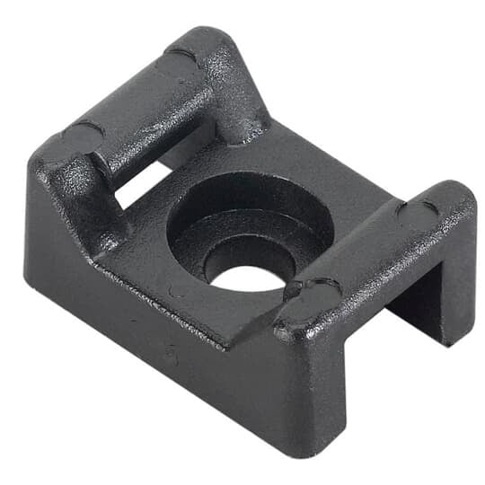Saddle Support Mounting Base, Heat Stabilized Black Polyamide (Nylon 6.6) for Temperatures up to 85 Degrees Celsius (185 F), Length of 23.42mm (0.922 Inches), Width of 14.29mm (0.563 Inches), Height of 10.72mm (0.422 Inches), Mount with #10 Screw, Bulk Pack