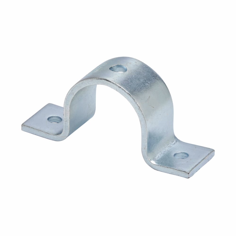 Eaton B-Line series standard pipe clamp, 4" H x 7.78" L x 1.62" W, Steel, Electro-plated, 4" max pipe size, .56" bolt/pin size