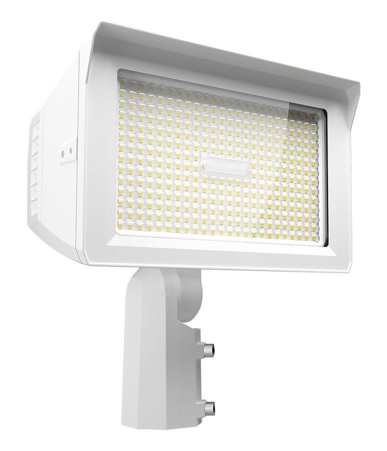 X22-150W LED Flood Light, 150W/125W/100W/75W, 3000K/4000K/5000K, Slipfitter and Trunnion, Photocell, White, 120-277V