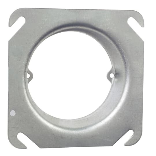 Square Box Cover, 4 Inch Square x 1 Inch Raised, Pre-Galvanized Steel, Center Blanked with Tapped Ears on 2-23/32 Inches Centers