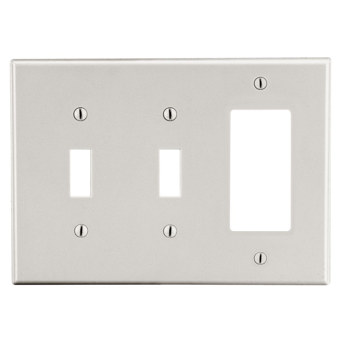 Wallplate, 3-Gang, 2) Toggle 1) Decorator,  Light Almond